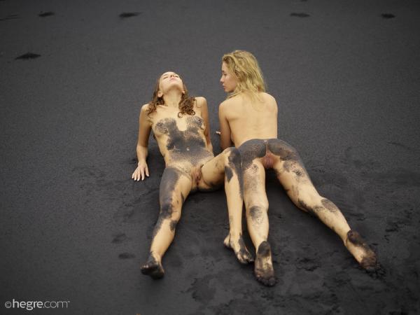 Clover and Natalia A Black beach Bali #31